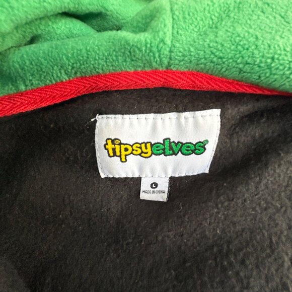 Tipsy Elves Women's Cozy Christmas Tree Toss Game Hooded Jumpsuit Large Green - Picture 3 of 10